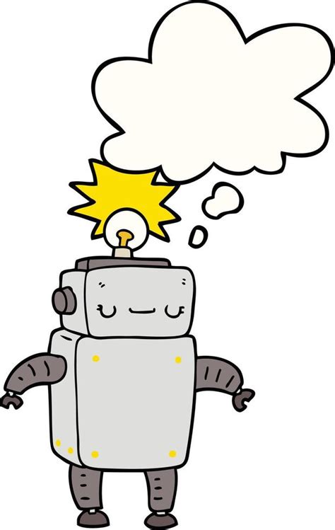 cartoon robot and thought bubble 9950454 Vector Art at Vecteezy