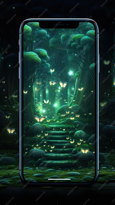 Premium AI Image | Enchanted forest illuminated by fireflies wallpaper ...