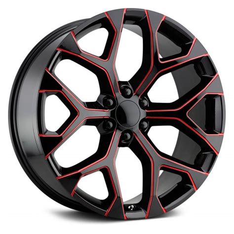 Performance Replicas Wheels Gloss Black With Red Milled Accents Rims