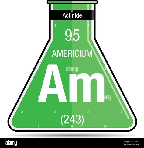 Símbolo de americio en matraz químico Elemento número 95 de la Tabla