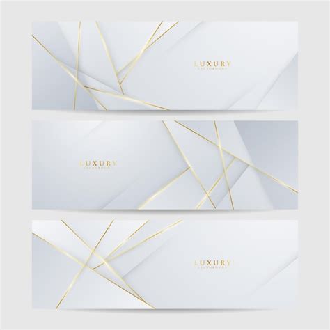 Premium Vector Set Of White And Gold Luxury Line Banner Background