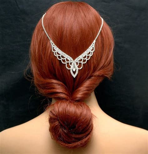 Free Shipping Bridal Silver Hair Chain Hair Jewelry Wedding Headpiece