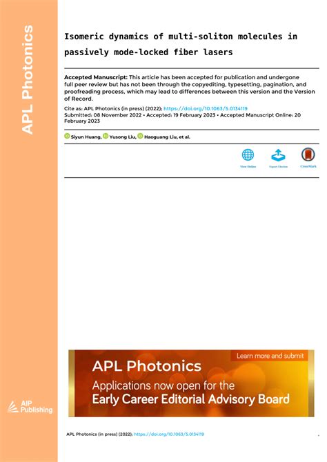 Pdf Isomeric Dynamics Of Multi Soliton Molecules In Passively Mode