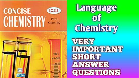 Important NAME THE FOLLOWING Questions LANGUAGE OF CHEMISTRY ICSE