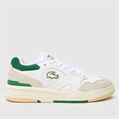 Mens White And Green Lacoste Lineshot Trainers Schuh