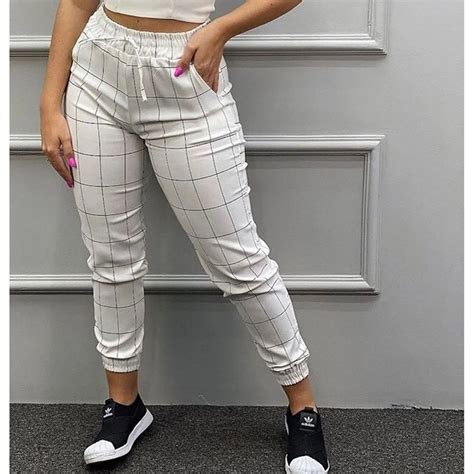 Calça Feminina Jogger Xadrez envio imediato Shopee Brasil