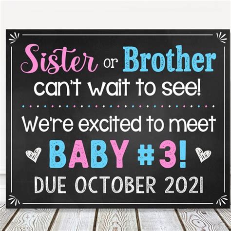 Baby Number 3 Pregnancy Announcement Printable 8x1016x20 Etsy