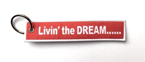 Livin The Dream Embroidered Key Ring Banner Flight Attendant Shop