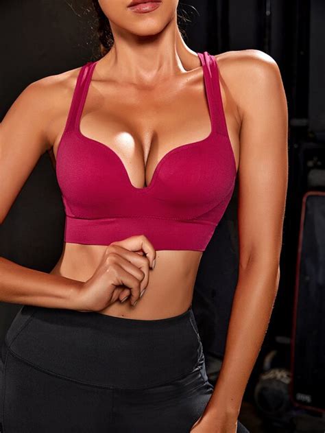 Yoga Sxy Seamless Breathable Solid Sports Bra SHEIN USA