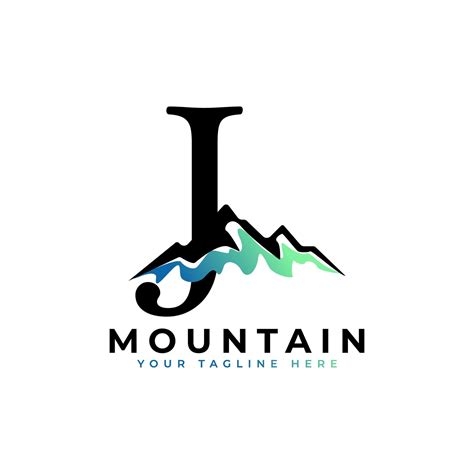 lettre initiale j logo de montagne explorez l élément de modèle de