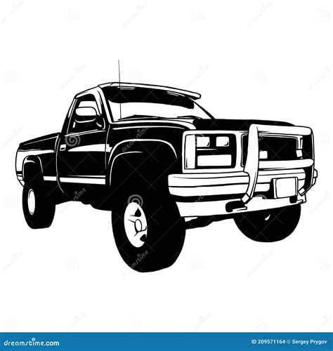 Pickup Lifted Muscle Car Classic Car Stencil Silhouette