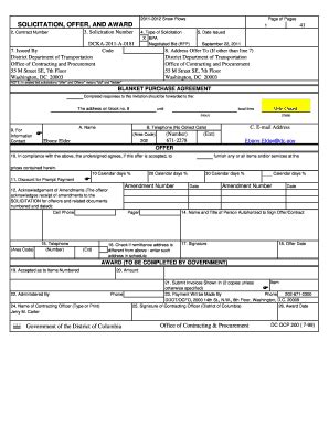 Fillable Online App Ocp Dc Solicitation Offer Solicitation Offer And