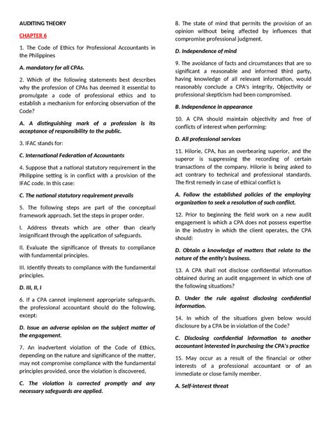 Auditing Theory Multiple Choice Questions Auditing Theory Chapter