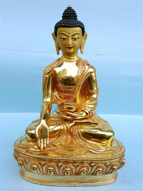 Ratnasambhava Buddha Tibetan Handmade Statue Full Fire Gold Plated