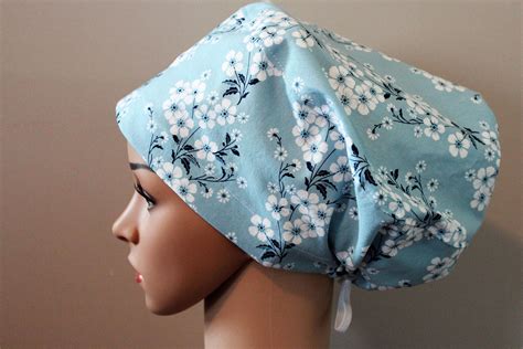 Euro Style Scrub Hat Blue And White Floral Etsy Style Euro Style