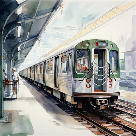 Premium AI Image | A painting of Subway Train watercolor