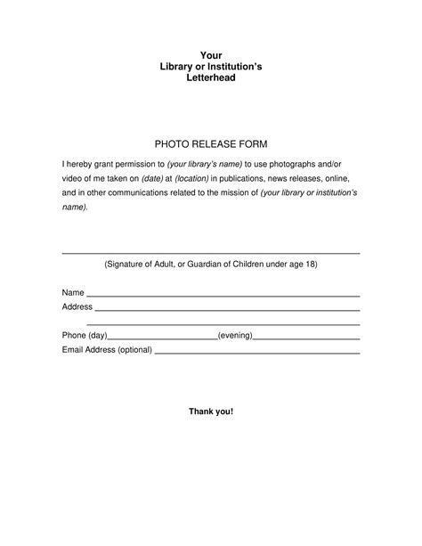 Free Printable Photo Release Form Templates [Word & PDF]