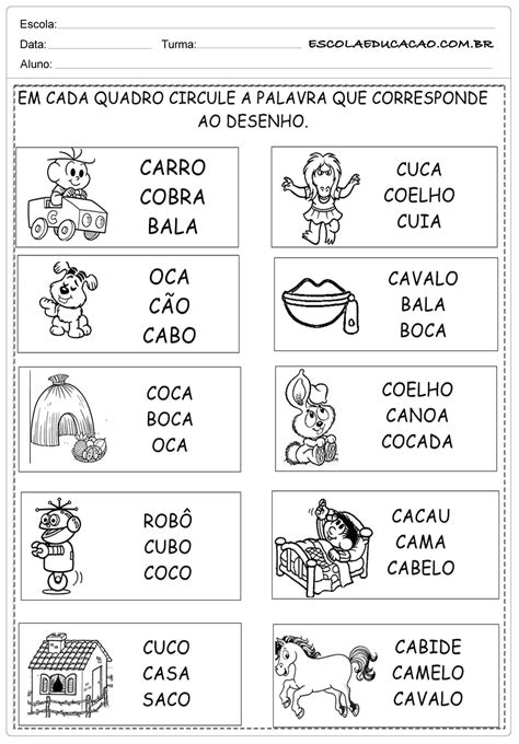 Palavra Com C No Meio - Atividades com a letra C - Circule a Palavra - Escola Educação