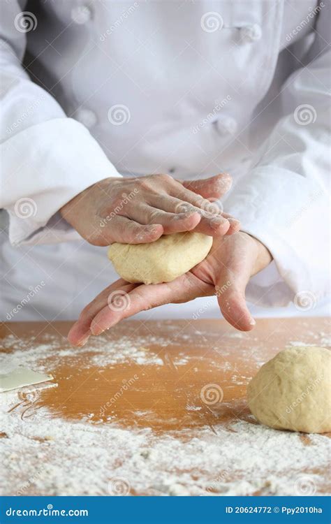 Baker Making Bread Kneading A Dough Stock Photo Image Of Action