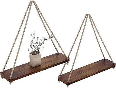 Amazon Mkono Wood Hanging Shelves For Wall Boho Decor Swing Rope