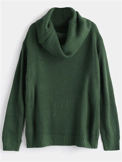 ZAFUL Cowl Neck Pullover Sweater Drop Shoulder Loose Women Sweater-in Pullovers from Women's ...