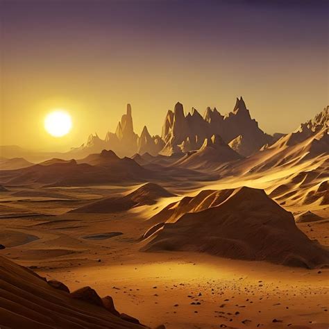 Premium Photo A Desert Landscape With A Sunset In The Background