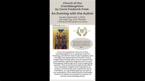 Church Of Our Granddaughters An Evening With Author Carrie Frederick