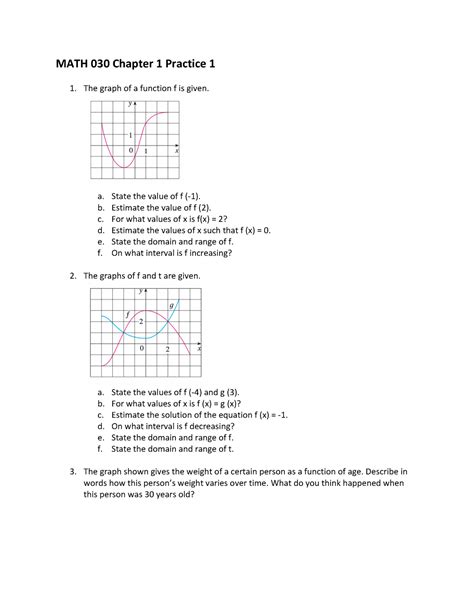 Math 030 Chapter 1 Practice 1 Math 030 Chapter 1 Practice 1 The Graph