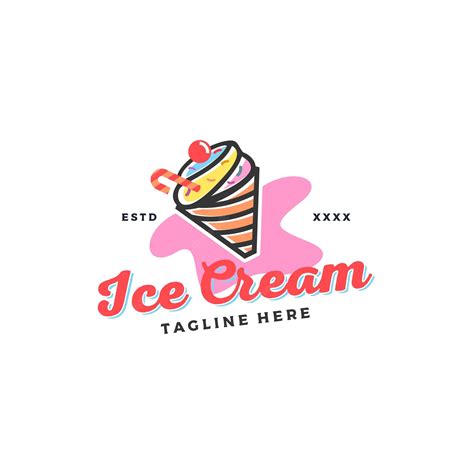 Ilustración De Vector De Diseño De Logotipo De Helado Vector Premium