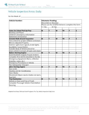 Fillable Online Vehicle Inspection Form Daily Fax Email Print Pdffiller