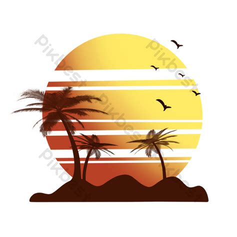 Sunset Palm Tree Silhouette Psd Png Images Free Download Pikbest