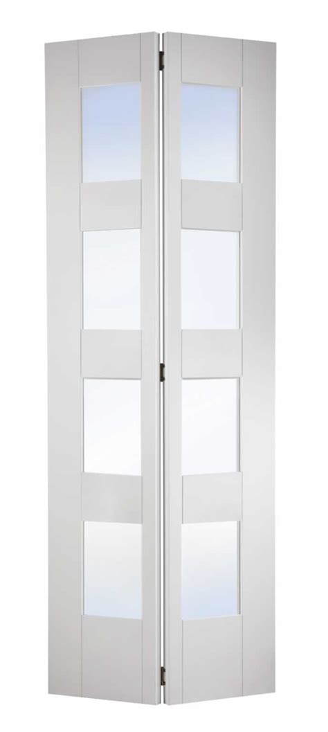 Shaker Light White Primed Clear Glazed Bi Fold Door