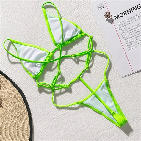 Women S High Cut Triangle Bikini Extreme Bodysuit Thong Swimsuits