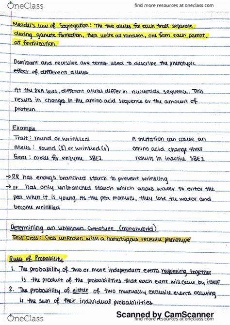 Biol Lecture Dihybrid Crosses Oneclass