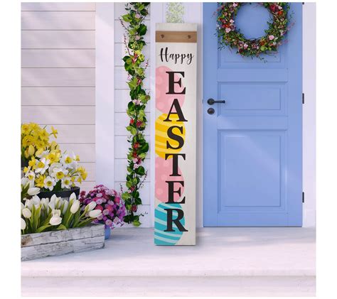 Glitzhome HAPPY EASTER Spring Time Colors PorchSign QVC