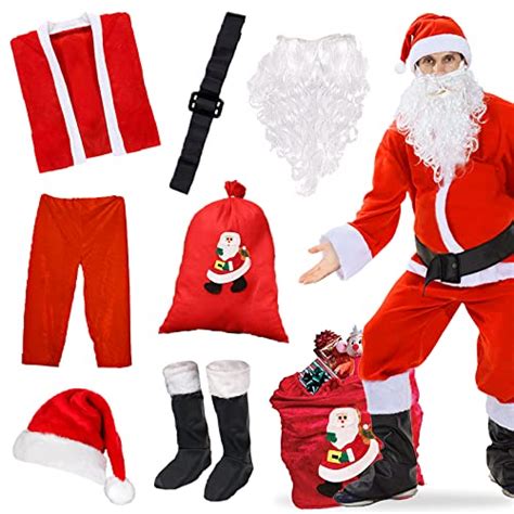 Disfraz Papa Noel Adulto Conjunto De 7 Piezas De Traje Papa Noel