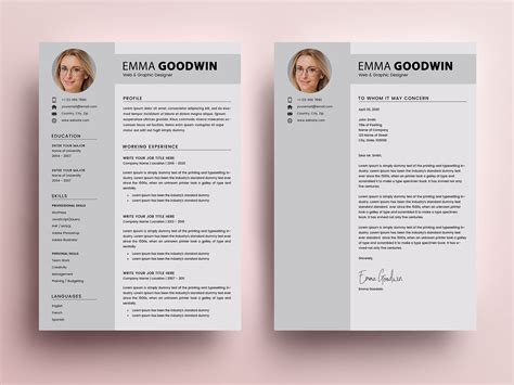 Free Page Resume Cover Letter Behance