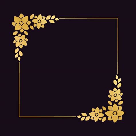 Square gold floral frame template. Luxury golden frame border for ...