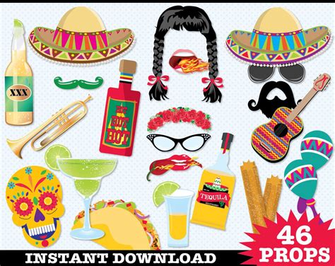 Cinco De Mayo Photo Booth Props Fiesta Mexican Holiday Etsy Fiesta Photo Booth Cinco De