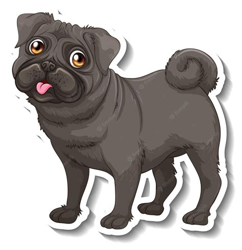 Black and white pug dog cartoon image. Pug clip art 13992574 - Clip Art Library