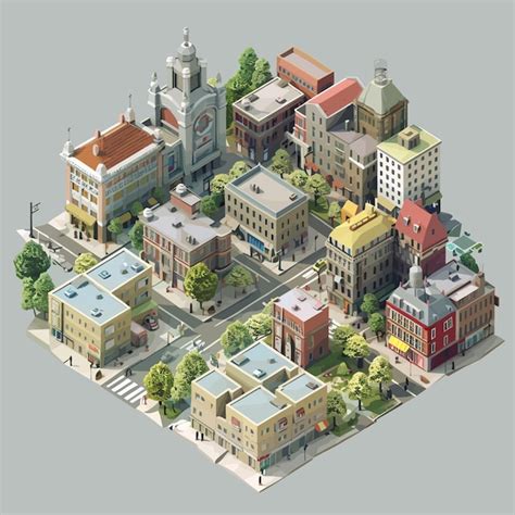 Vector Isometric Low Poly City Vetor Premium