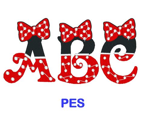 Minnie Mouse Embroidery Font Disney Pes Format Embroidery