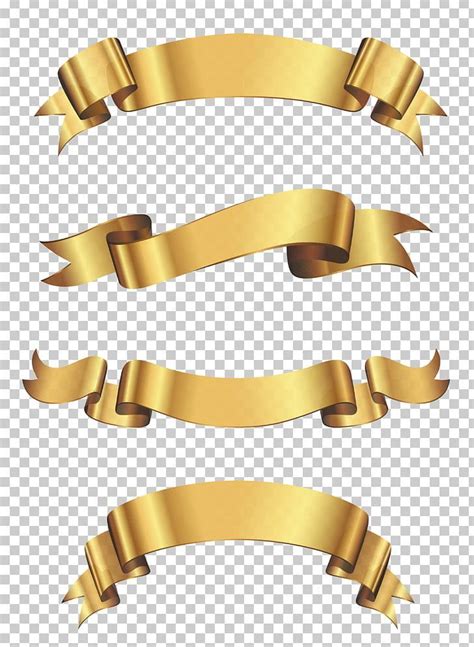 Gold Ribbon Banners On Transparent Background