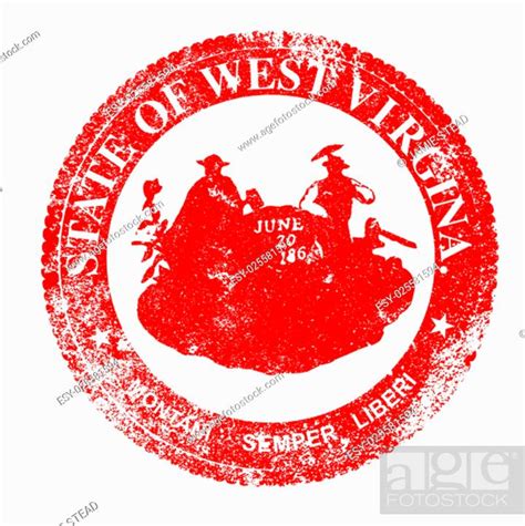 The State Seal Of West Virginia Rubber Stamp On A White Background