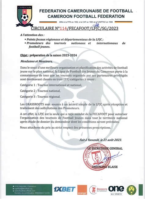 La Fecafoot D Finit De Nouvelles R Gles Pour L Organisation Des