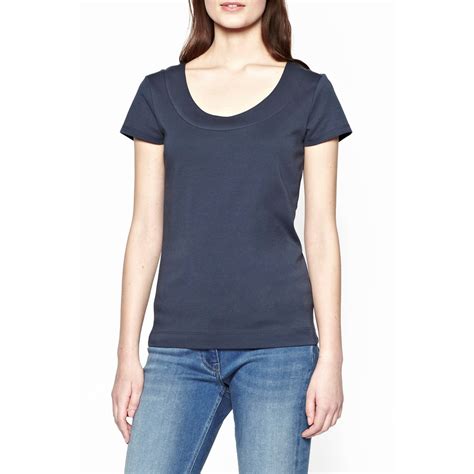 Great Plains Scoop Neck Cotton Lycra T Shirt In Navy