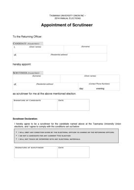 Fillable Online Tec Tas Gov Appointment Of Scrutineer Form Tec Tas