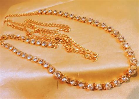 Traditional Single Line Zircon Gold Tone Waistbelt Runjhun Jewellery