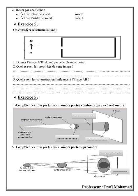 Propagation Rectiligne De La Lumi Re Exercices Pdf