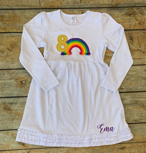 Rainbow Applique Dress Boutique Personalized Dress Birthday | Etsy